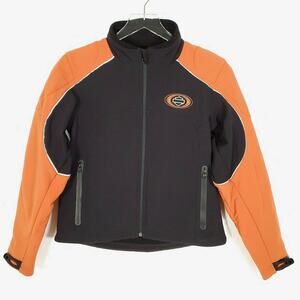 Harley Davidson Motorcycle Jacket M Orange Black Moto Soft Shell Lined M